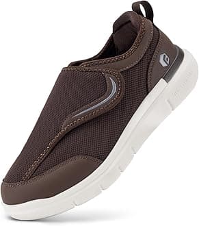 FitVille Mens Extra Wide Fit Diabetic Shoes with Adjustable Strap Easy Close Walking Trainers for Swollen Feet Plantar Fasciitis V9