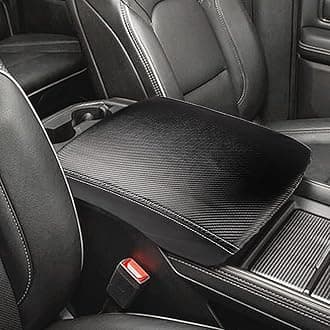 INTGET Car Center Console Armrest Cover for 2022 2023 Dodge Ram 1500 2500 3500 Accessories 2019 2020 2021 Arm Rest Box Lid Protector Pad Cushion Dog Seat Cover (Black with Carbon Fiber Texture)