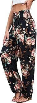 QIANXIZHAN Women's Harem Pants, High Waist Yoga Boho Trousers with Pockets