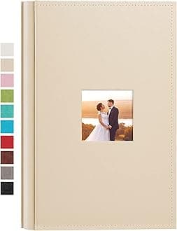 potricher Small Photo Album 4x6 300 Photos Leather Cover Picture Book with 300 Horizontal Pockets for Family Wedding Anniversary and Baby (Beige)