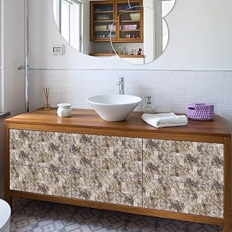 Wood Effect Wall Sticker for TV Walls/Sofa Background Bedroom Kitchen Living Room Bathroom Wall Decor,Tile Transfers Sticker for Home Decor, Peel & Stick self-Adhesive Splashback Tile Decals, 54 pcs