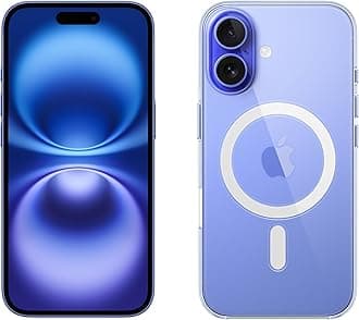 Apple iPhone 16 128GB: 5G Mobile phone with Apple Intelligence - Ultramarine + Clear Case with MagSafe