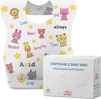 KIIS Disposable Baby Bibs for Baby Boys and Girls - Individually Packaged - Hygienic, Soft and Leakproof (20 PCS / 60 PCS)