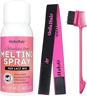 Lace Melting Spray for GlueLess Wigs lace Bond Melting Spray Bond Adhesive Wig Glue Spray (Melting Spray/1 Band/1 Brush)