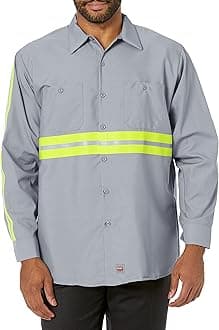 Red Kap mens Long Sleeve Enhanced Visibility Industrial Work Shirt