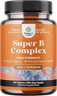 Super Vitamin B Complex for Women & Men - B Vitamins Complex with Thiamin, Riboflavin, Niacin, 6, 12 and Folate - Blend Supplement for Nervous System Support Energy & High Strength - 100 Tablets