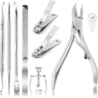 JTIEO 9PCS Toenail Clippers Toe Nail Clippers Podiatrist Toenail Clippers Toenail Clippers for Thick Nails Toe Nail Kit Stainless Steel Toenail Clipper Ingrown Toenail Tool Toe Nail Kit (Silver)