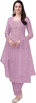 Women's Cotton Embroidery Salwar Suit Set Kurta Pant with Dupatta Kurta Set for Women