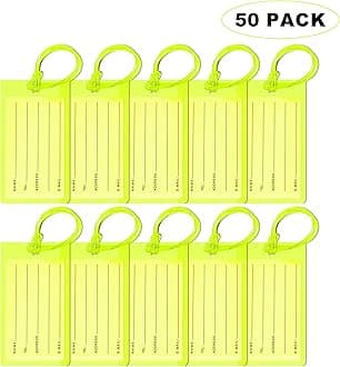 50 Pack Luggage Tags for Suitcases, Airplane Travel Essentials for Flying, International Travel Must Haves, and Luggage Accessories by Sodsay
