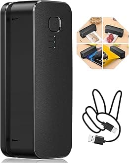Mini Bag Sealer, Bag Sealer Heat Seal Rechargeable Quick Seal Bags Machine, 3 Adjustable Gears Chip Bag Sealer with 3000mAh Battery 3.9" Heating Strip For Snack Bags Mylar Bags Food Storage