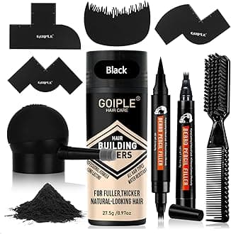 Beard Pencil Filler for Man Water Proof Beard Pen & Beard Brush Long Lasting Coverage Natural Finish - Black Hair Fiber Enhancements Barber Spray - Male Mustache Repair Shape Enhance Card Facial Hair