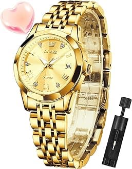 Womens Watch Diamond Fashion Dress Analog Quartz Stainless Steel Ladies Small Wrist Watches for Female Date Waterproof Luminous