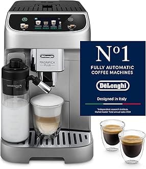 – Coffee Machine MAGNIFICA PLUS Fully Automatic Espresso Machine with 24+ Hot & Iced Beverages, Color Touch Display, 13 Grinder Settings, LatteCrema, Twin Shot ECAM322.70.SB (Made in Europe)