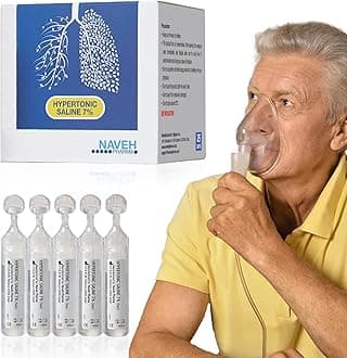NAVEH PHARMA7% Hypertonic Saline Solution for Nebulizer Machine | Nebulizer Respiratory Support for Adults & Seniors | Solution for Inhalation & Nasal Irrigation | 25 Bullets (0.17 Fl Oz Each)