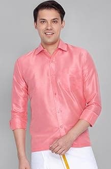 Men's Silk Blend Ethnic Shirt | Full Sleeves South Indian Traditional Shirt | Festive, Wedding, Casual Wear