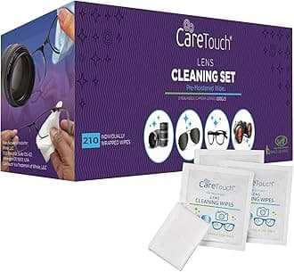 Lens Wipes for Eyeglasses- 210 Count Individually Wrapped Pre- Moistened Wipes, 5 x 6 Inch- Camera Lens, Sunglasses and Glasses Cleaner,- Gentle and Portable for Cleaning of Optical Devices
