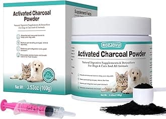 Activated Charcoal for Dogs, Cats, and All Pets, Charcoal for Dogs Poisoning, Digestive Health, Gas & Liver Support, Non-GMO, Gluten Free,3.53oz(Powder)