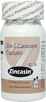 Zincasin High Absorption Gut Health Supplements with Zinc L Carnosine 75mg | Support Stomach Ulcer, Gastric Lining, Digestion, Gas, Bloating | No Additives & Preservatives - 120 vegetarian Capsules