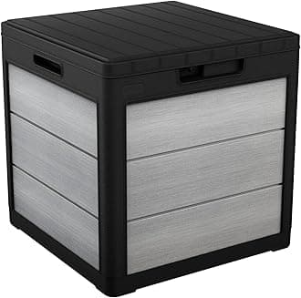 Denali 30 Gallon Resin Deck Box for Patio Furniture, Pool Accessories, and Storage for Outdoor Toys, Grey/Black