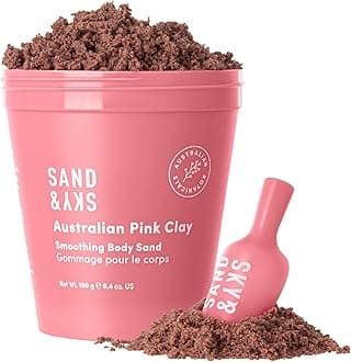 Australian Pink Clay Exfoliating Body Scrub with Macadamia Oil - Smoothing Shimmer Body Polish for Cellulite Reduction, Helps with Keratosis Pilaris, 6.8 oz
