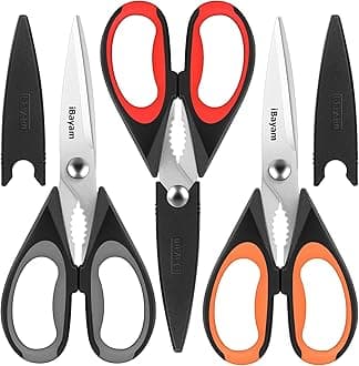 3-Pack 8.5"Kitchen Scissors All Purpose Heavy Duty with Protective Sheath, Soft Grip Comfort Handle, Dishwasher Safe Kitchen Utensils Gadgets Set, Stainless Cooking Meat Poultry Food Shears
