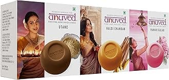 Anuved Skin Care Combo - Utane, Haldi Chandan and Pahadi Gulab | Pack of 3 | 125 Grams Each | Herbal Soaps for Oily Skin & Total Skin Repair | Paraben Free, Cruelty Free