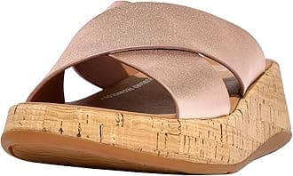 Fitflop Women's F-mode Leather/Cork Flatform Cross SlideFlat Sandal