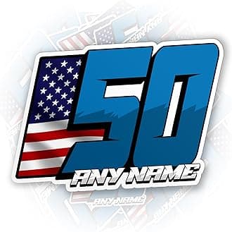 Custom Racing Stickers, Personalized Racing Name Number with National Flag Die-Cut Waterproof Vinyl Sticker for Cars Bumper RC Racing Water Bottle Merchandise Decals Stuff Gift Idea for Him Adults Men