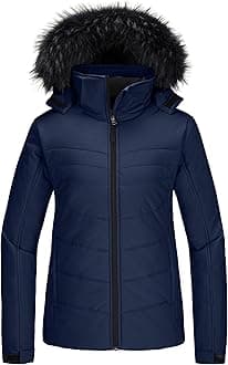 Skieer Women's Waterproof Ski Jacket Warm Puffer Jacket Thick Hooded Winter Coat