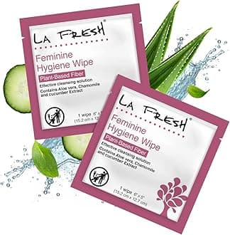 LA Fresh Feminine Wipes with Aloe Vera, Chamomile Extract, Cucumber, and Vitamin E - Pack of 50 ct Wipes for Women