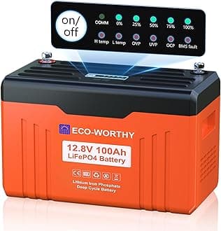 12V 100AH LiFePO4 Lithium Battery with SOC Display, Upgrade 2.0 with built-in Bluetooth, 100A BMS with Low-Temp Protection, Suitable for RV, Camping, Solar Off-Grid trolling motor