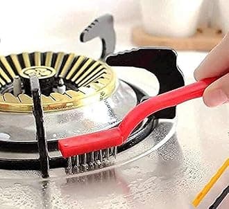 Set of 3 Multipurpose Cleaning Brush with Hard Bristles for Scrubbing Removing Rust from Gas Wall Frames Car Kitchen Stove Kitchen Tool (Stainless Steel Brush + Brass Brush + Nylon Brush)