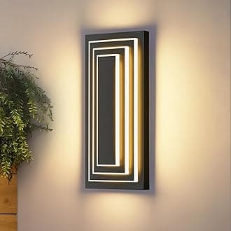 3-Tier LED Black Outdoor Wall Light Fixtures 15.7 in Modern Outdoor Wall Sconce Waterproof Front Porch Lights Wall Mount,24 W Large Porch Lights for House Garage,Patio 1 Pack