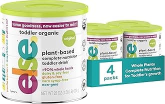 Else Nutrition Organic Toddler Formula, Plant-Based Original Nutritional Drink 12–36 Months Dairy & Soy Free, Supports Immunity & Balanced Growth, 20+ Essential Vitamins | Made in US (22oz, Pack of 4)