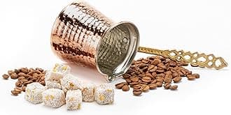 Volarium Turkish Coffee Pot, Greek Arabic Coffee Maker, Hammered Cooper Caffee Cezve, Stove Top Coffee Maker