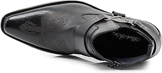 Enzo Romeo WT10 Men's Western Cowboy Motorcycle Ankle Boots black Size:
