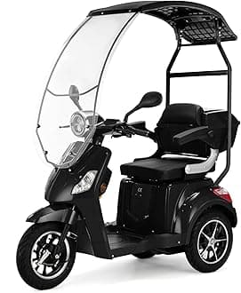 VELECO Draco - 3-Wheel Mobility Device - roof with Windshield - Magnetic Brake - Fully Assembled and Ready to Drive - Storage Space (Black)