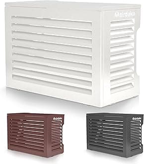 airdeko Mini Split Air Conditioner Covers for Outside Units - Anti-Theft Sturdy Aluminum AC Cover for Mini Split System Outdoor Condenser - Fits 6000BTU to 15000BTU - Off White