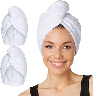 Microfiber Super Absorbent Hair Towel (2 Pack)White