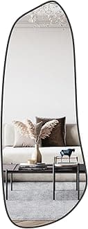 WallBeyond Irregular Wall Mirror, Asymmetrical Mirror Wall Mounted with Black Framed for Living Room, Bathroom, Bedroom, Entryway Wall Decor, 46"×18", Black