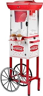 Nostalgia 8-Inch Tall Snow Cone Cart, Makes 48 ICY Treats, Includes Metal Scoop, Storage Compartment, Wheels for Easy Mobility, Coke