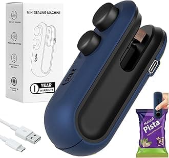 SEZNIK Portable Mini Sealing Machine, Handheld Packet Sealer For Food, Snacks, Chips, Fresh Storage, Plastic Bags Sealing Machine, (Dark Blue)