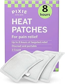 Pixie Period Cramps Menstrual Pain Relief Heat Patches - Lower Abdominal & Back Ache Therapy - Natural Alternative to Lidocaine ICY Hot - Up to 8 Hours - 3 Count Discreet Disposable Heat Pads
