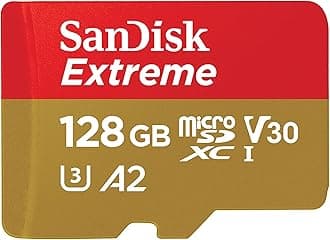 SanDisk 128GB Extreme microSDXC card + SD adapter + RescuePRO Deluxe, up to 190MB/s, with A2 App Performance, UHS I, Class 10, U3, V30, Black…
