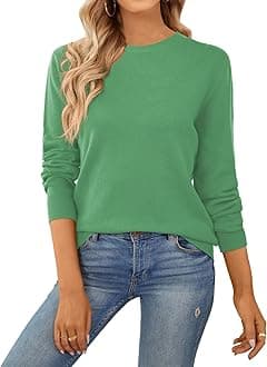 QUALFORT Women's Sweater 100% Cotton Long Sleeve Pullover Sweater Soft Lightweight Knit Tops 2026