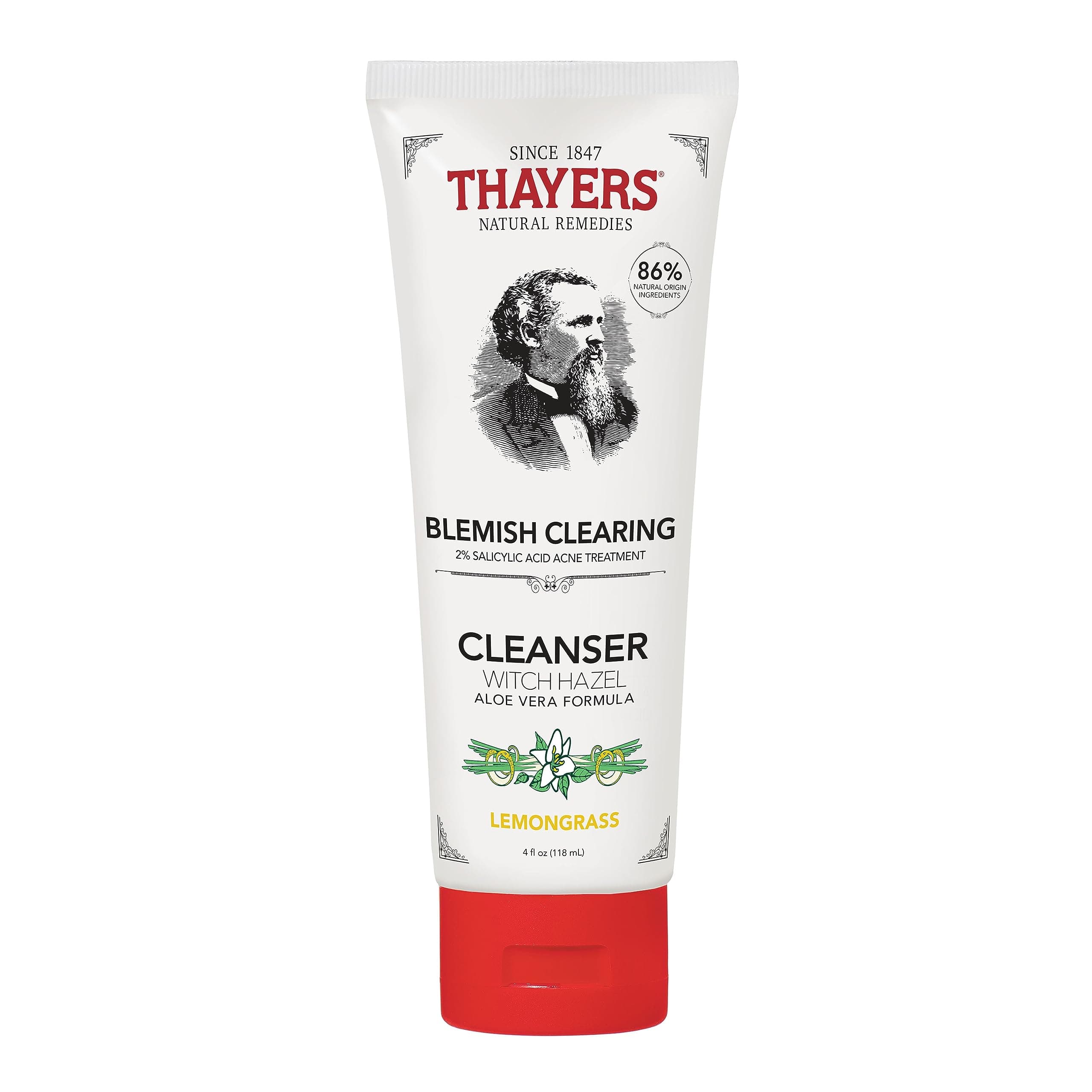 THAYERS Witch Hazel Blemish, White, Cleanser, Lemon, 4 Fl Oz