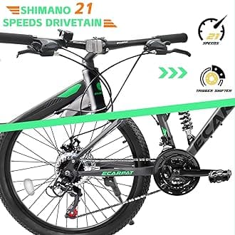Ecarpat Mountain Bike 26 Inch Wheel, 21-Speed Disc Brakes Trigger Shifter, Front Fork Rear Shock Absorber Carbon Steel Frame Mountain Bike, Youth Mens Womens Trail Commuter City Bicycles