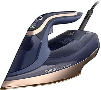 Philips Azur 8000 Steam Iron, 3000W Power, Turbo Boost Steam 260g, 85g/min Continuous Steam, Intelligent Steam Sensor, 350ml Tank, Auto Shut-Off, Vertical Steam Shots, Dark Blue (DST8050/26)