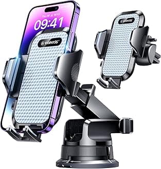 [Pro Version] VANMASS Universal Car Phone Mount [Super Suction Cup] Dashboard Phone Holder, Handsfree Windshield Dash Vent Phone Holder Car, Compatible for iPhone 16 15 14 13 Samsung LG & Truck,Silver