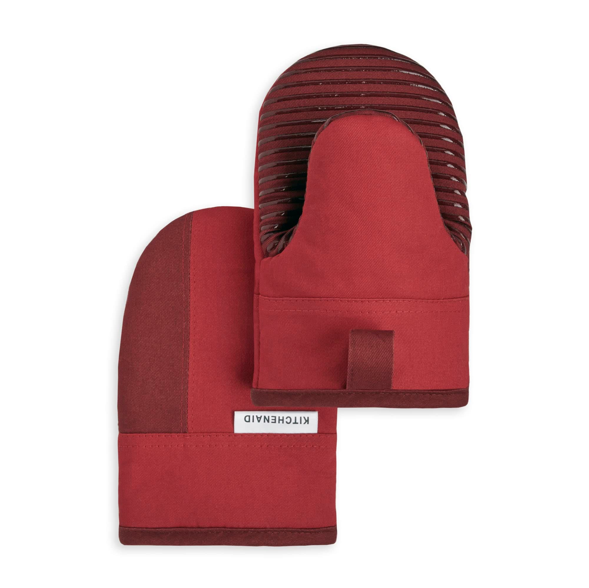 KitchenAid Beacon Two-Tone Non-Slip Mini Oven Mitt Set, Passion Red/Bordeaux, 5.5"x8", 2 Piece
